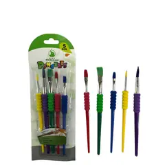 GENERICO - Pack Kit 5 Pinceles Para Niños Con Sujetador De Goma