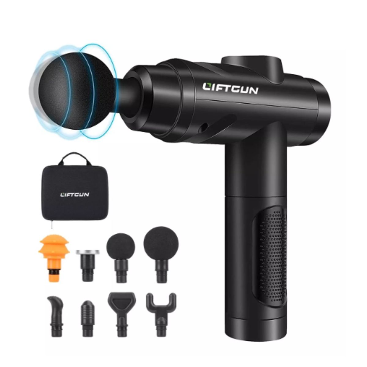 GENERICO - Masajeador Pistola Liftgun Pro 30 Niveles +lcd +8 Cabezales