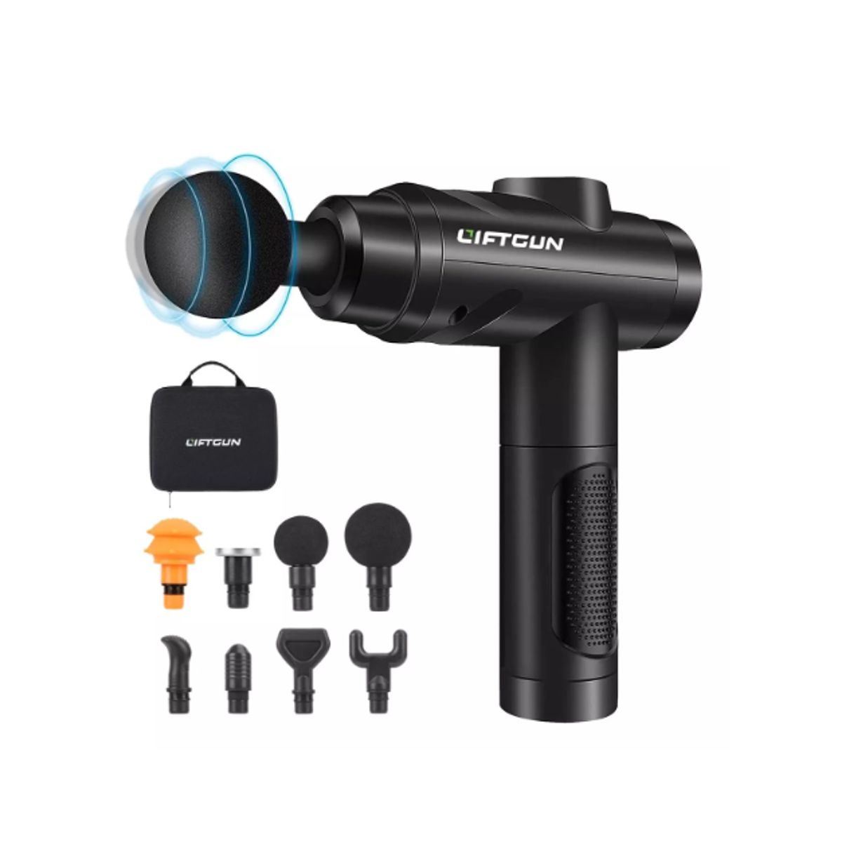 GENERICO - Masajeador Pistola Liftgun Pro 30 Niveles +lcd +8 Cabezales