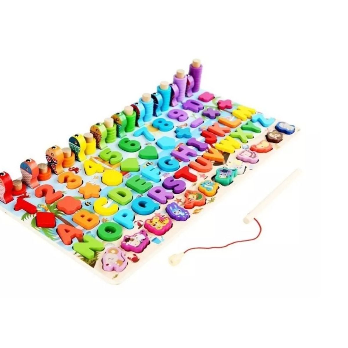 GENERICO - Juego Madera 7 En 1 Montessori Pesca Números Formas  Mix