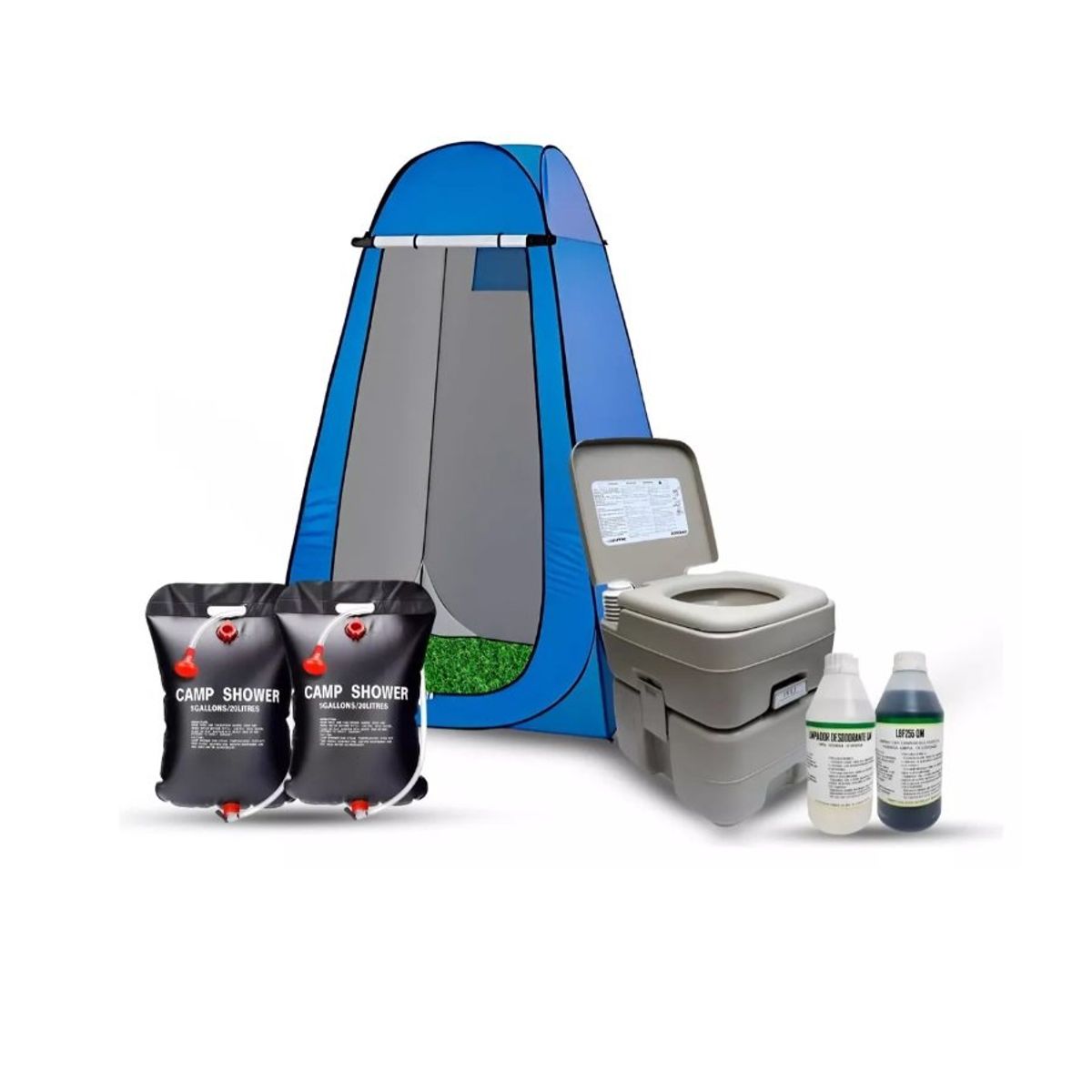GENERICO - Kit Baño Químico 20 Litros + Carpa Vestidor + Ducha 40 L
