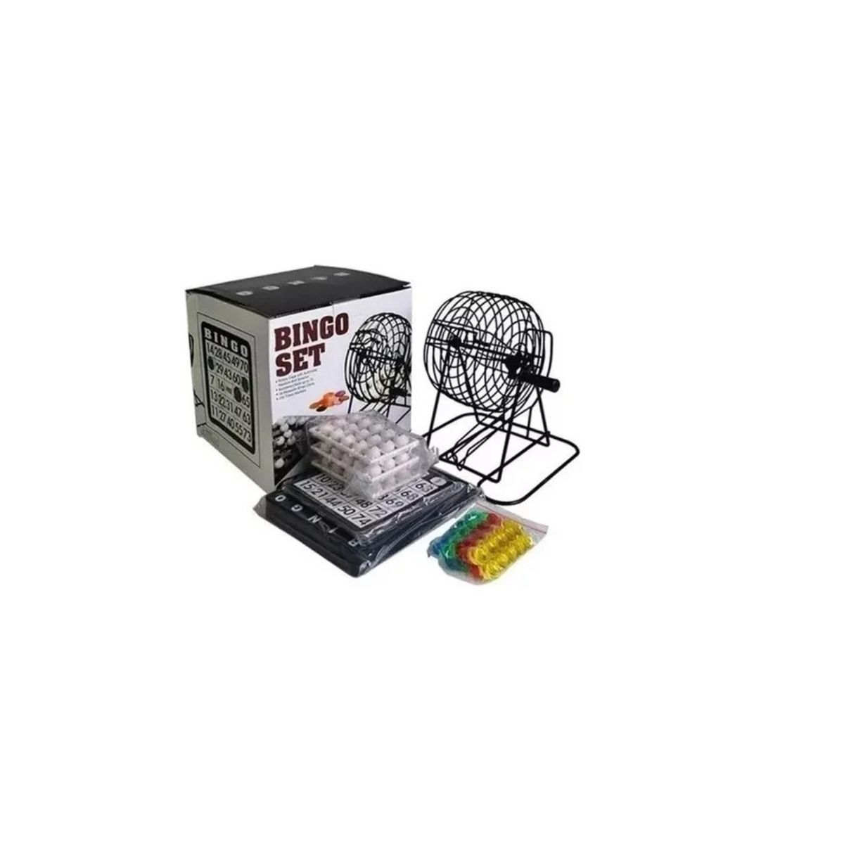 GENERICO - Bingo Completo Incluye Tombola Fichas Pelotas Set