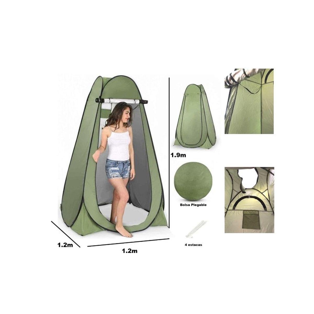 GENERICO - Carpa Caseta Baño Vestidor Portátil Camping Outdoor Verde