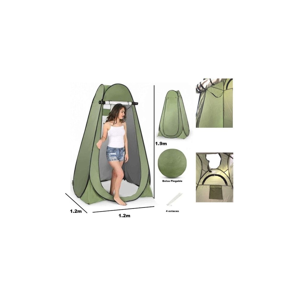GENERICO - Carpa Caseta Baño Vestidor Portátil Camping Outdoor Verde