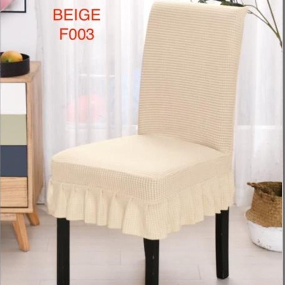 GENERICO - Pack de 06 Fundas Turcas para Sillas, Cuadrille Beige F003