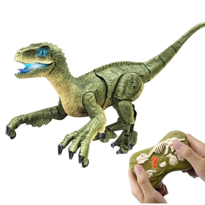 GENERICO - DINOSAURIO CONTROL REMOTO VELOCIRAPTOR LUCES Y SONIDO