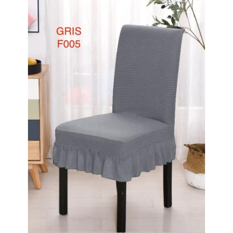 GENERICO - Pack de 06 Fundas Turcas para Sillas, Cuadrille Gris F005
