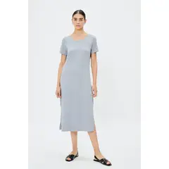 IO - Vestido Largo Liso Gris