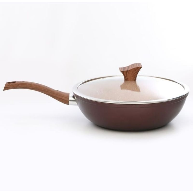 GENERICO - Wok Antiadherente Con Tapa 30cm Oak Stone Arte Andino