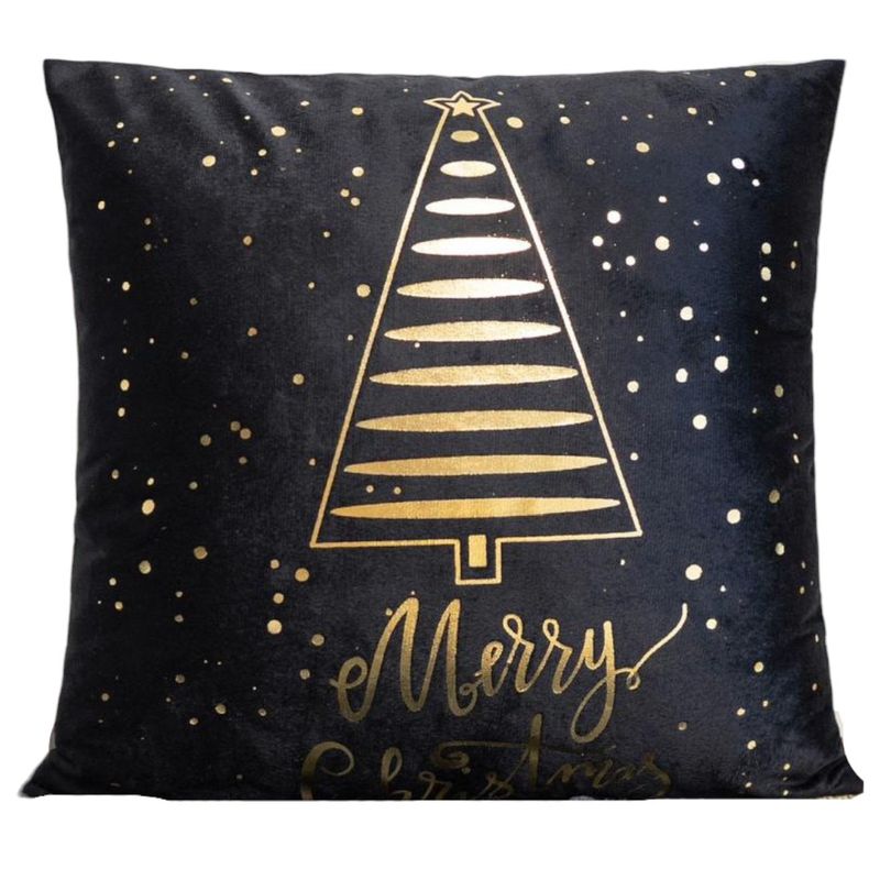 GENERICO - Pack 6 Funda Para Cojín Navidad 45x45 Arbol Negro D.