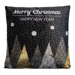 GENERICO - Pack 6 Funda Para Cojín Navidad 45x45 Arboles Negro D.