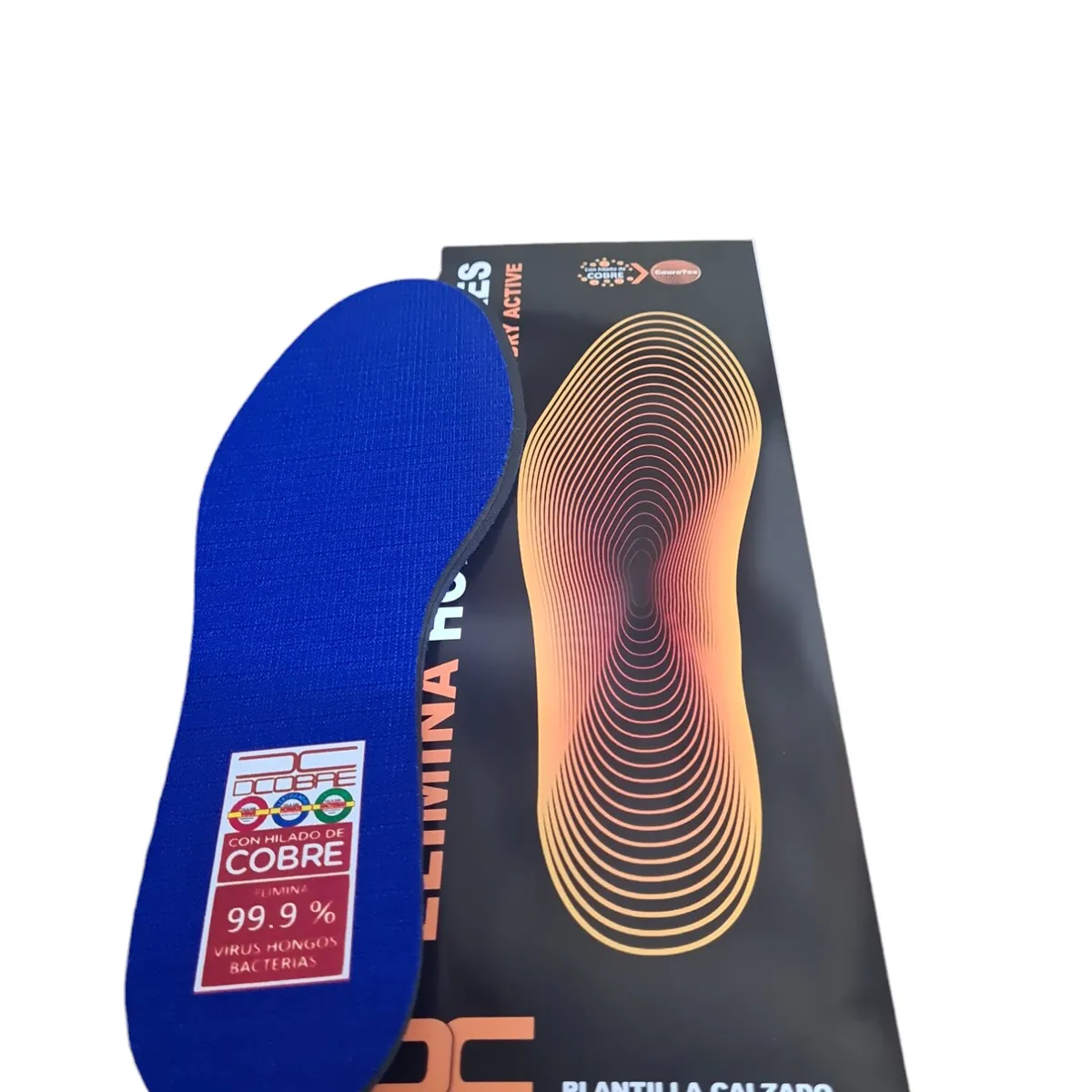 DCOBRE - 6 Plantillas AZUL en Cobre/ evita mal olor e humedad, ajustable.