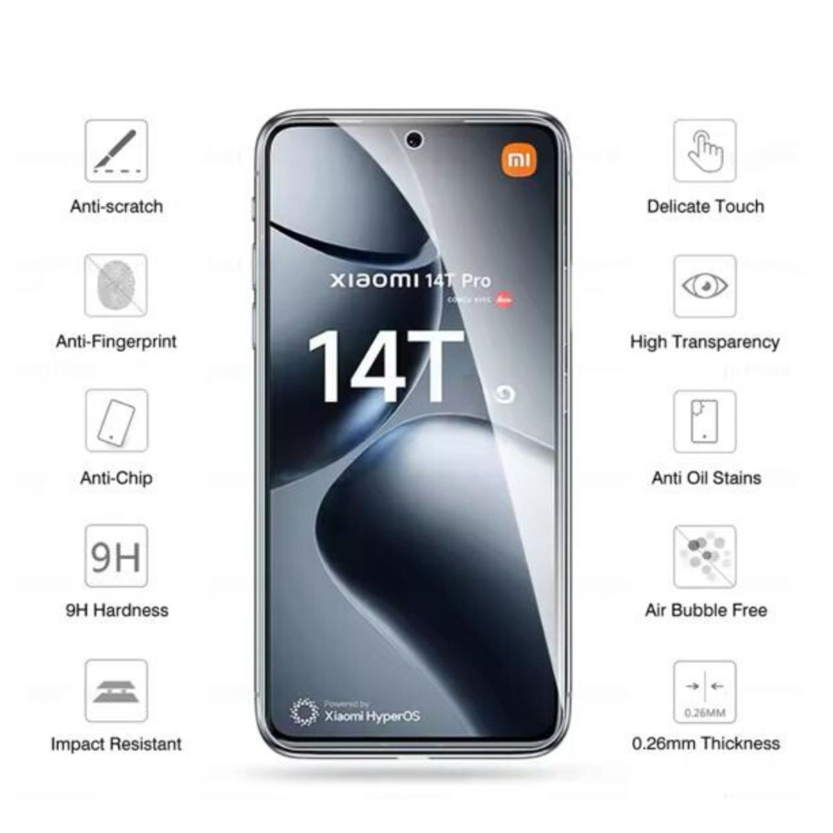 GENERICO - Lamina Mica Vidrio Templado Completa Para Xiaomi 14T