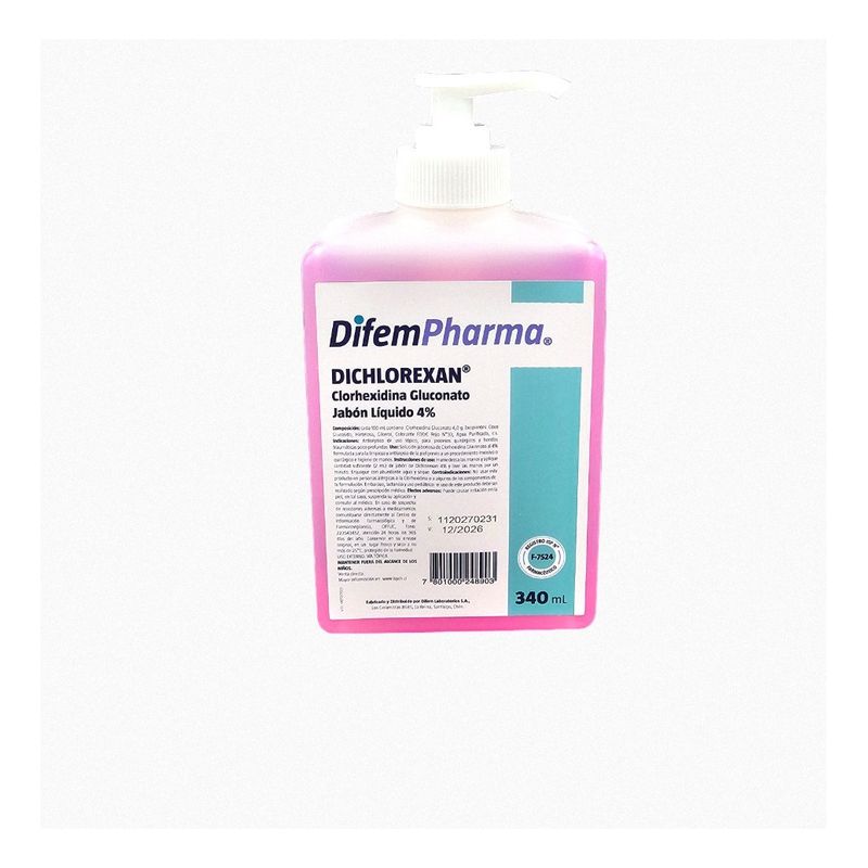 DIFEM PHARMA - Jabon Liquido 4% Dichlorexan Clorhexidina 340 Ml Difem