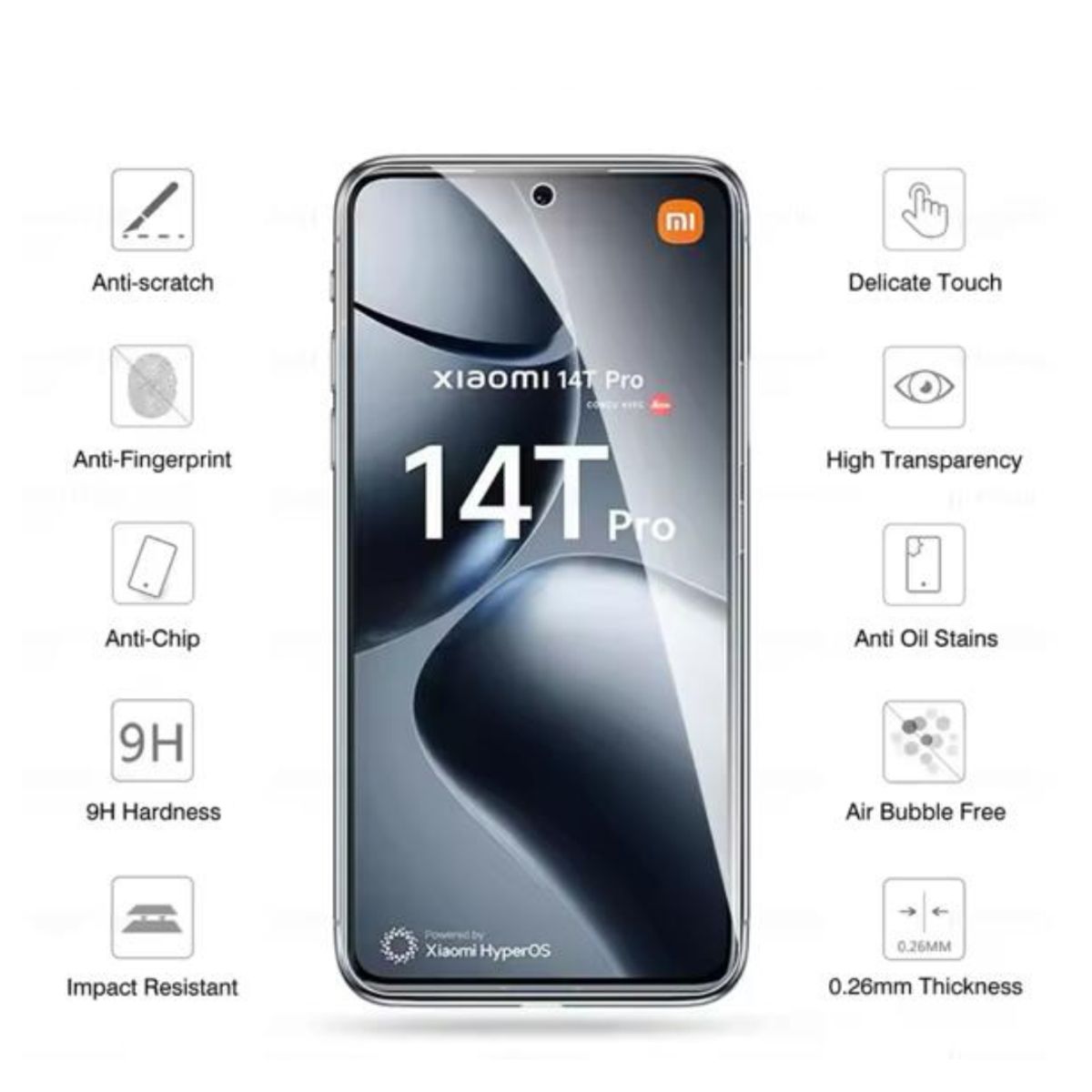 GENERICO - Lamina Mica Vidrio Templado Completa Para Xiaomi 14T Pro