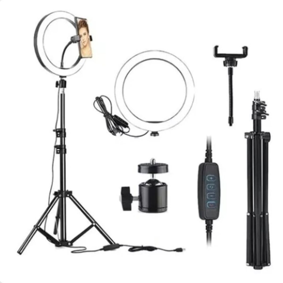 GENERICO - Aro Led 26cm Tripode 210cm Con Soporte Celular