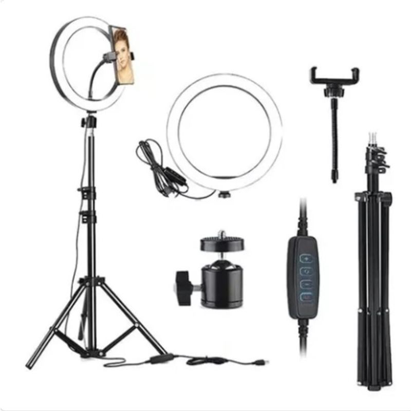 GENERICO - Aro Led 26cm Tripode 210cm Con Soporte Celular