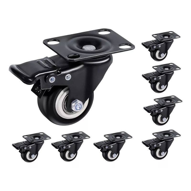 GENERICO - Pack X8 Ruedas Giratorias Para Muebles Carros Con Frenos