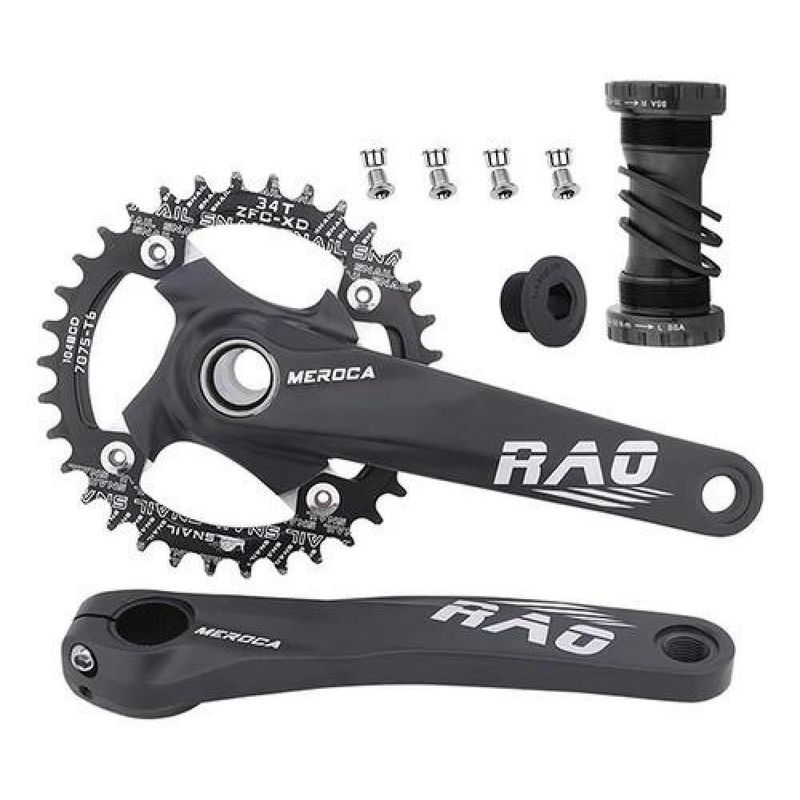 GENERICO - Juego Volante Plato Bielas 170mm Motor Bicicleta Mtb - Negro