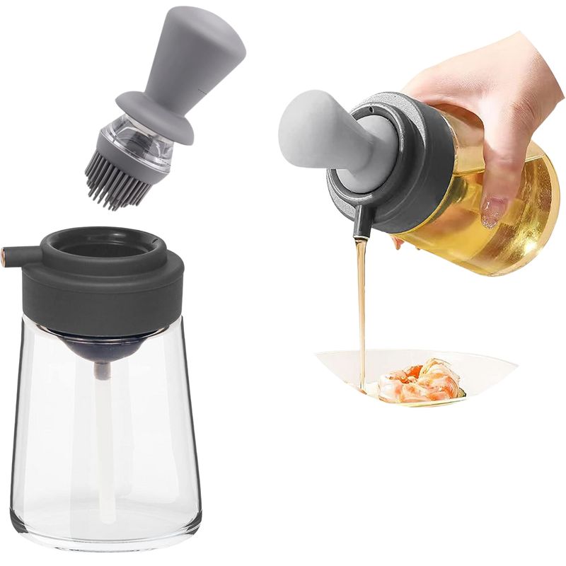 GENERICO - Pack 3 Dispensador Dosificador De Aceite 2 En 1 Con Cepillo