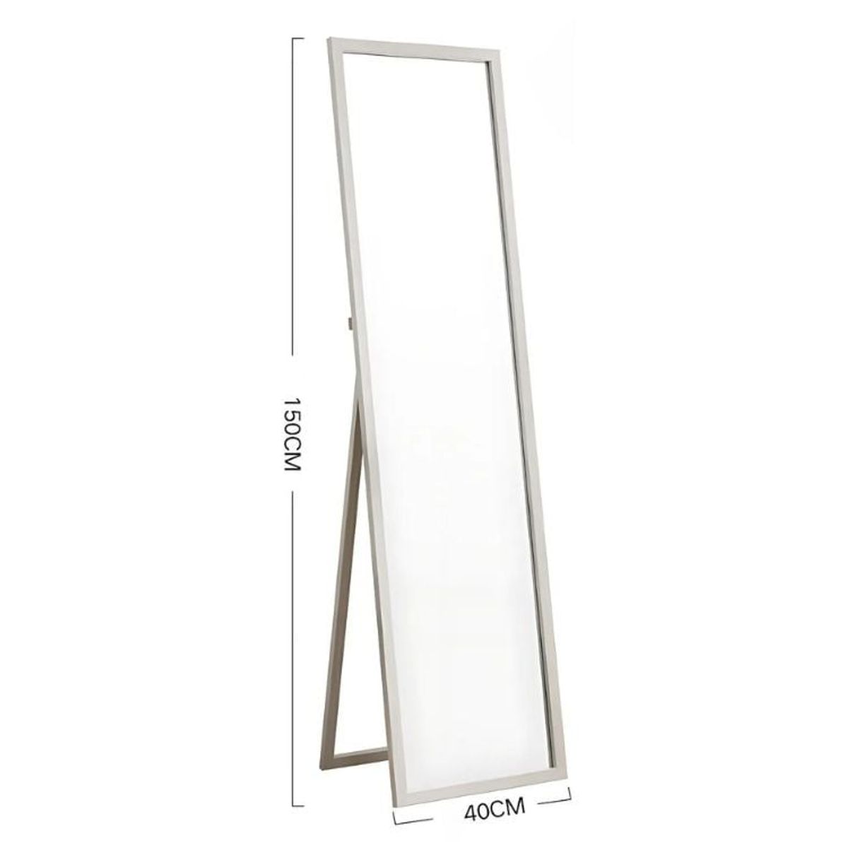 CRUSEC - Espejo Cuerpo Entero 150x40cm Base Plegable Estilo Japones - Blanco
