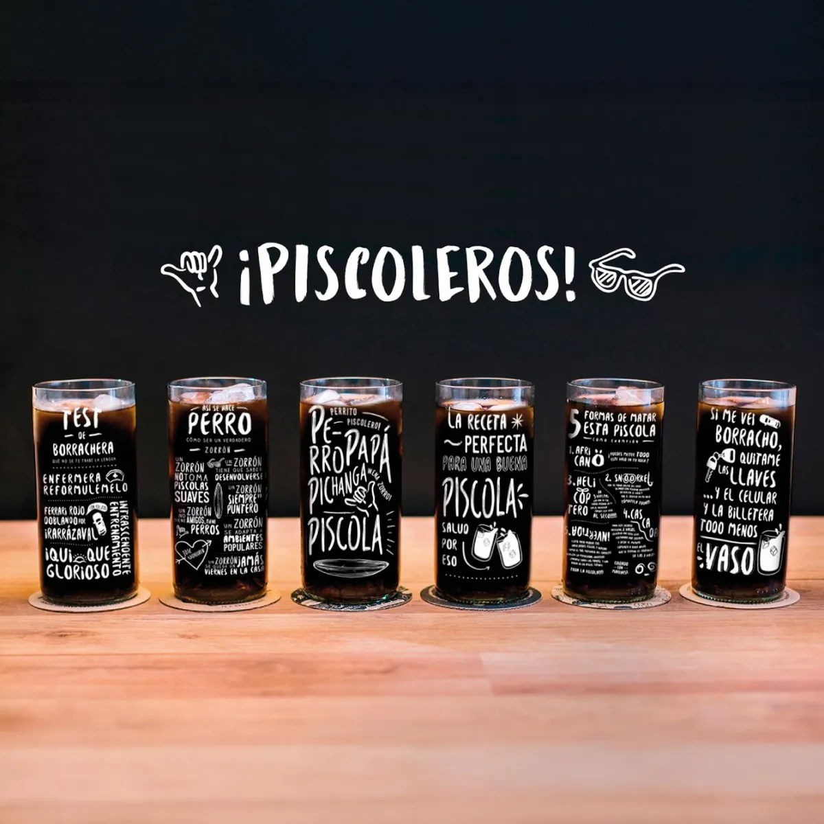 GREEN GLASS - Piscoleros Juego de 6 Vasos