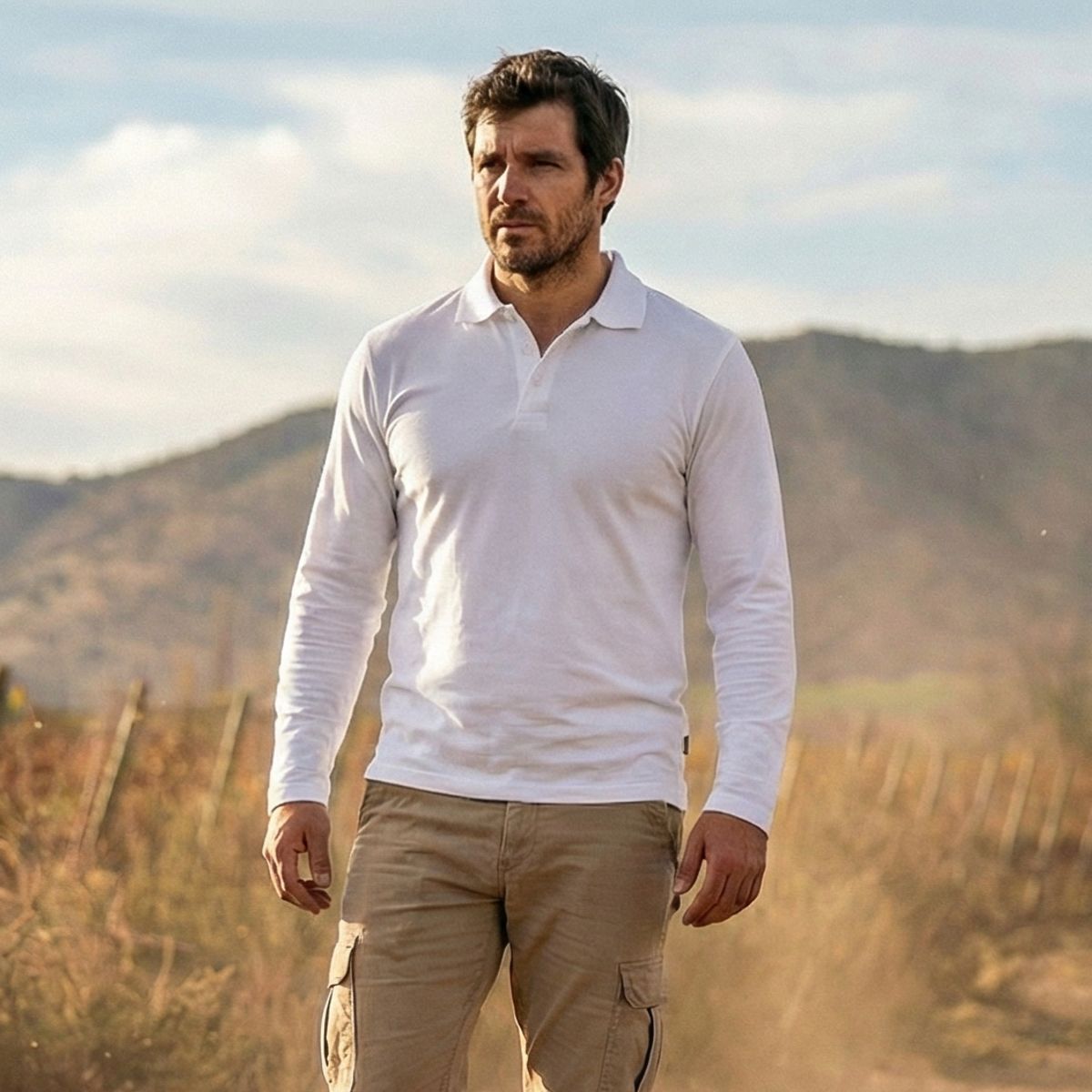 T-WORLD - Polera Polo Dryfresh Hombre Manga Larga Secado Rápido