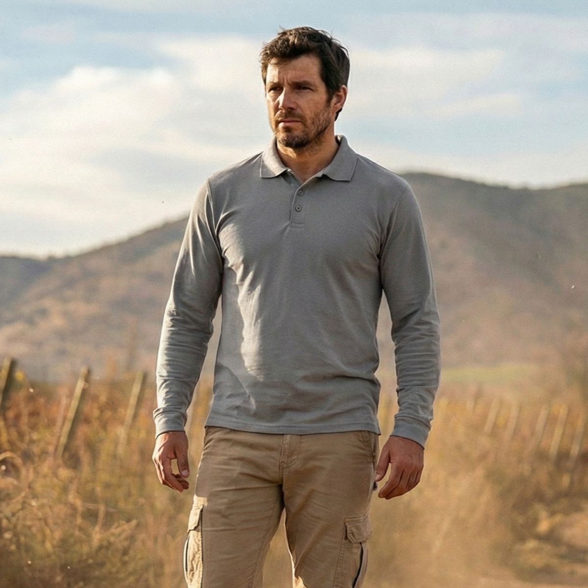 T-WORLD - Polera Polo Dryfresh Hombre Manga Larga Secado Rápido