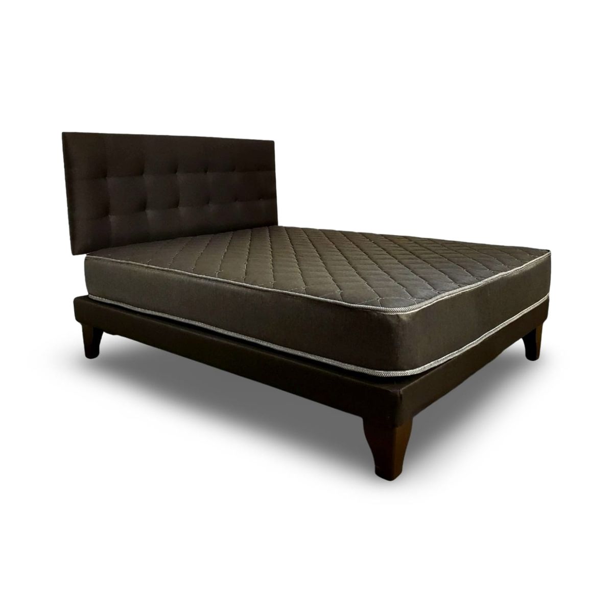 ESPUMIX - Cama Europea Espumix New Basic Black 1.5 Plazas + Respaldo punto