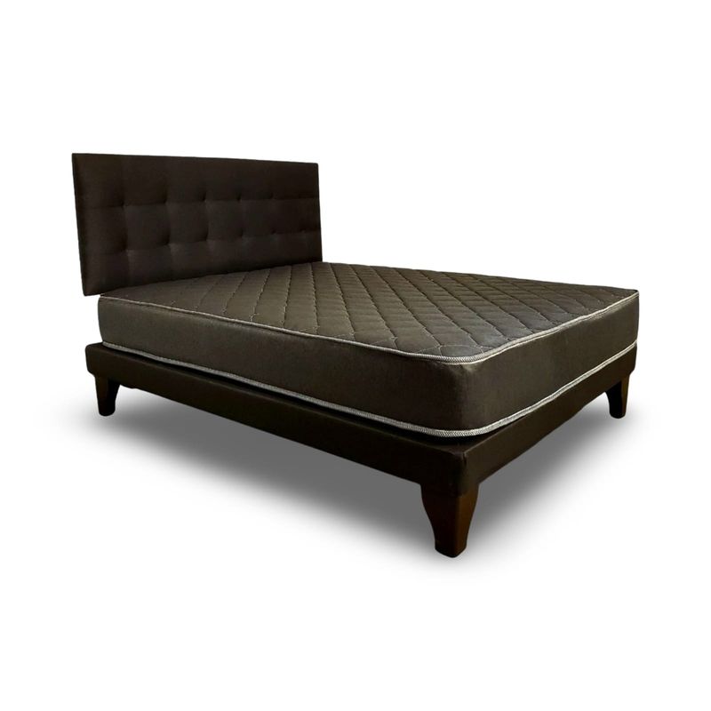 ESPUMIX - Cama Europea Espumix New Basic Black 1.5 Plazas + Respaldo punto