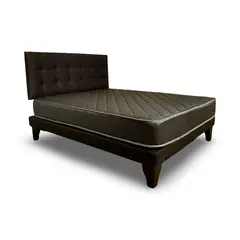 ESPUMIX - Cama Europea New Basic Black 1.5 Plazas + Respaldo punto