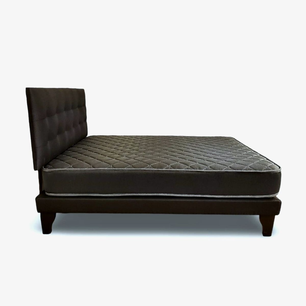 ESPUMIX - Cama Europea Espumix New Basic Black 1.5 Plazas + Respaldo punto