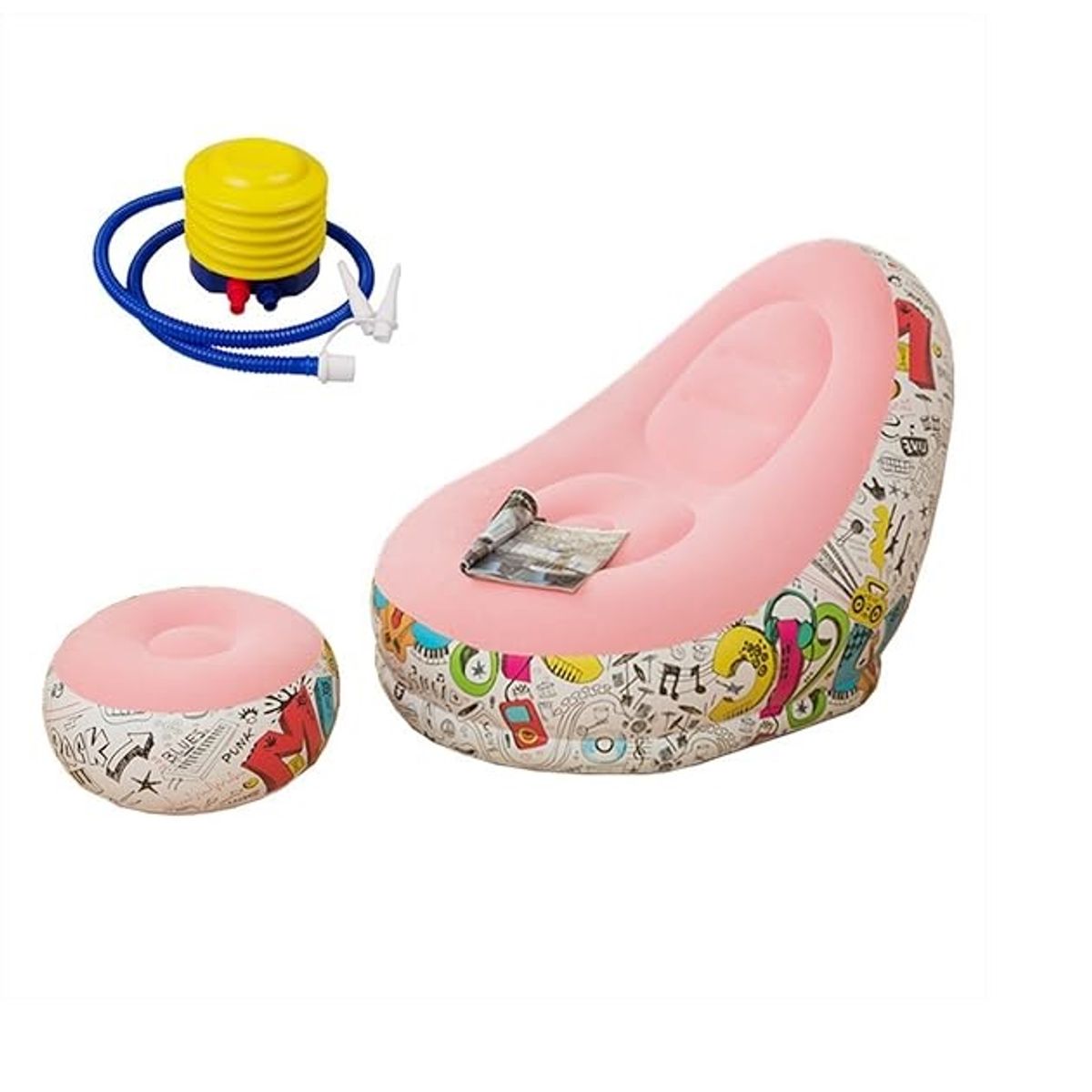 GENERICO - Sillón Inflable Puff Tumbona Con Reposa Pies + Inflador