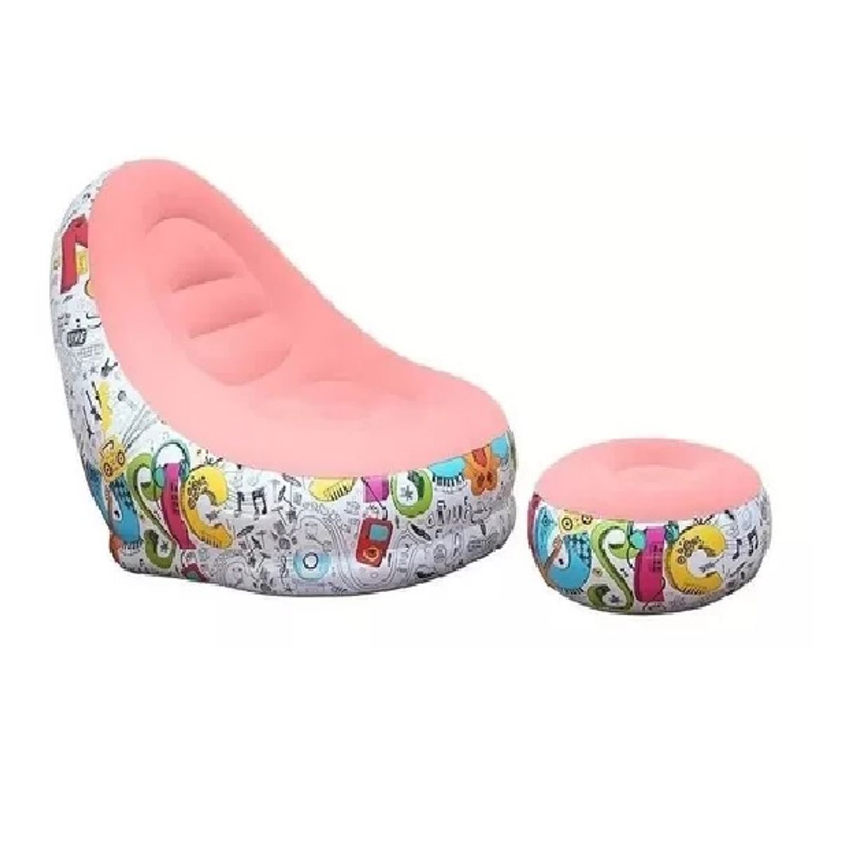 GENERICO - Sillón Inflable Puff Tumbona Con Reposa Pies + Inflador