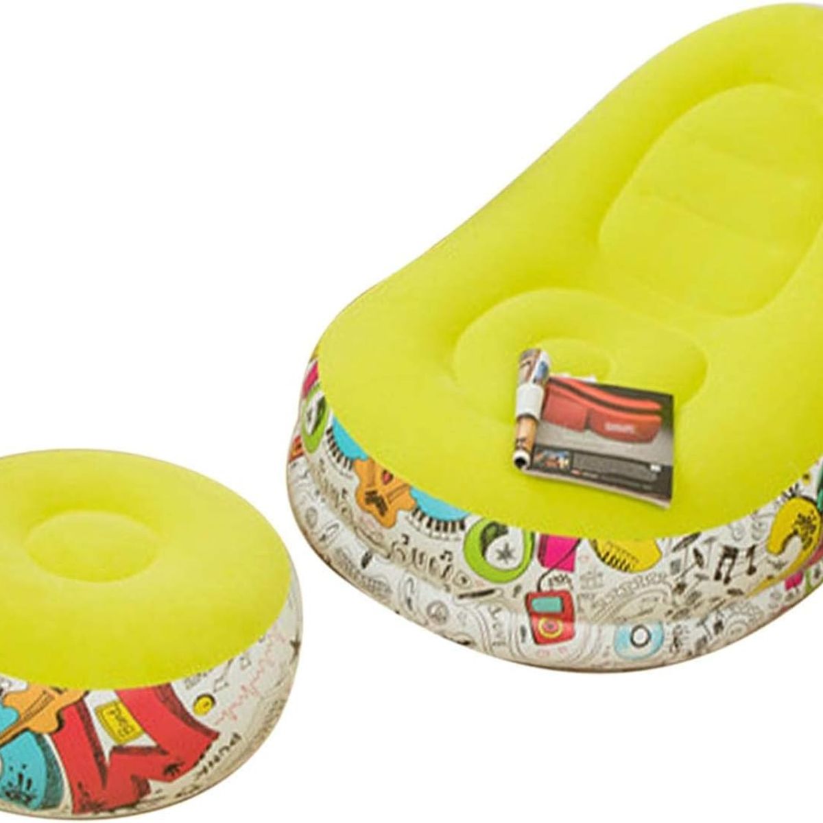 GENERICO - Sillón Inflable Puff Tumbona Con Reposa Pies + Inflador