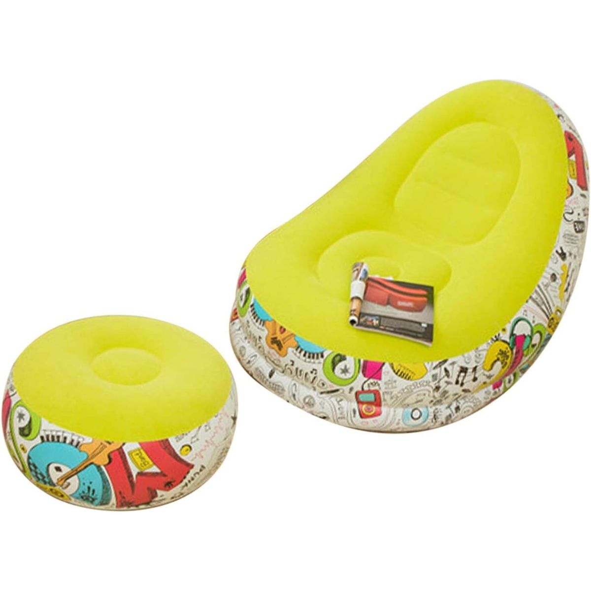 GENERICO - Sillón Inflable Puff Tumbona Con Reposa Pies + Inflador