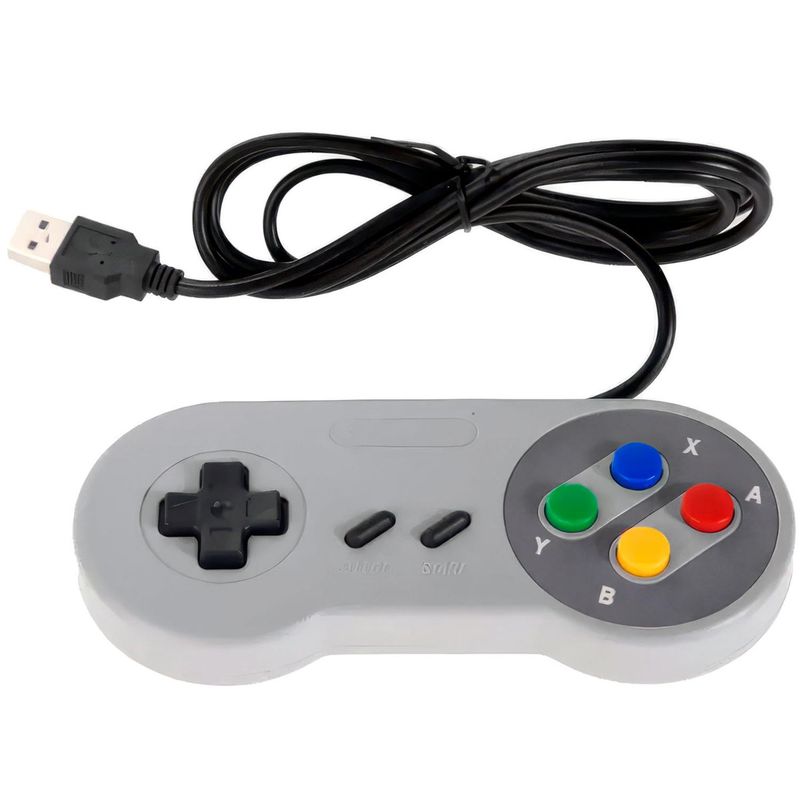 GEN - Control Joystick Usb Consola Mando Snes Super Nes Joypad Retro - Gris