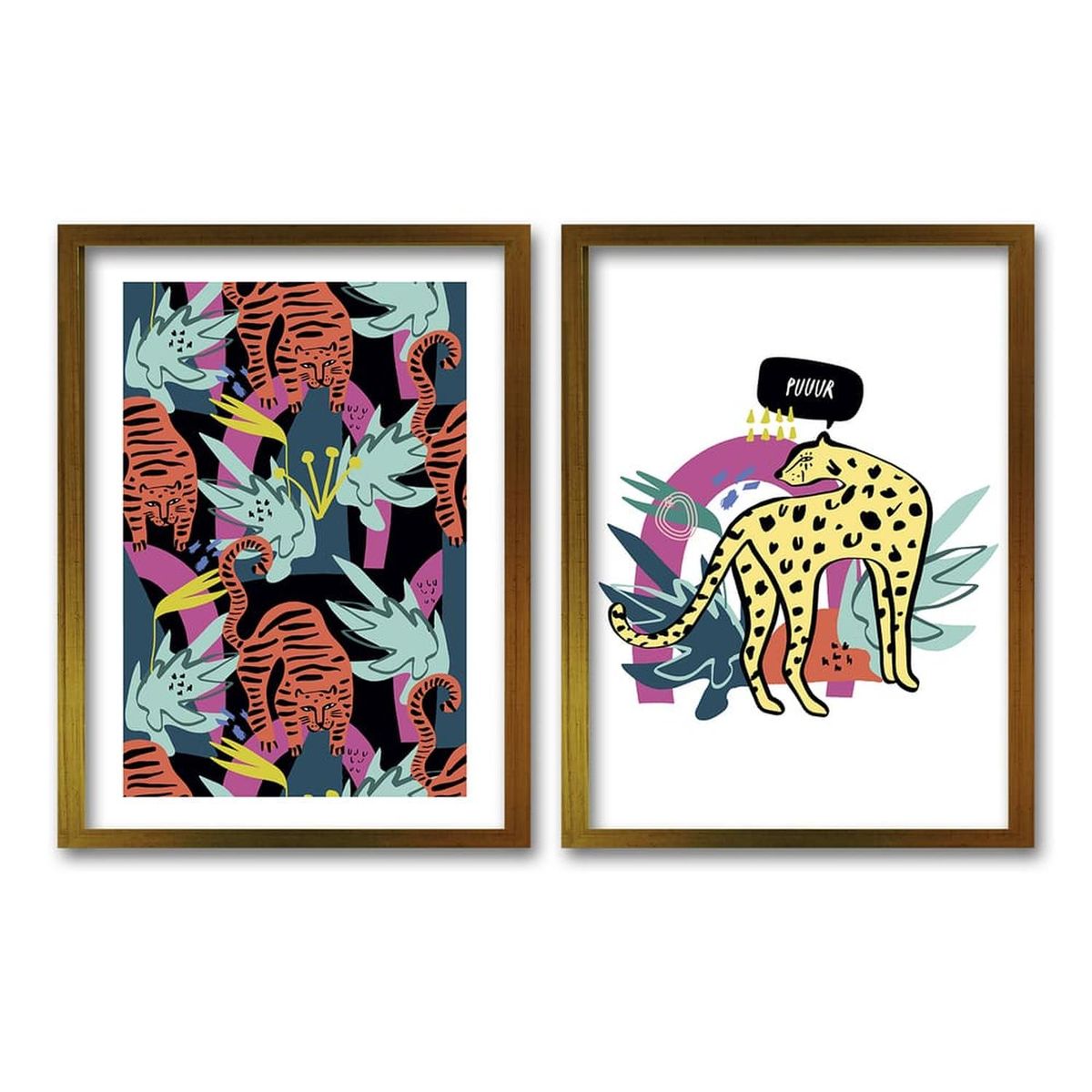 RETELA - Cuadro Duo Dorado Tigre Fluor - Dorado