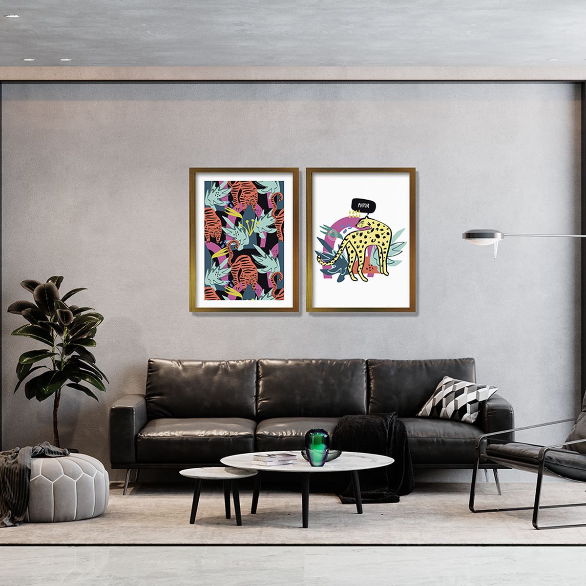 RETELA - Cuadro Duo Dorado Tigre Fluor - Dorado