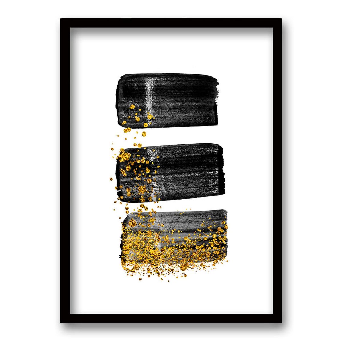 RETELA - Cuadro Brush Gold Gray - Negro - 70x50 cm