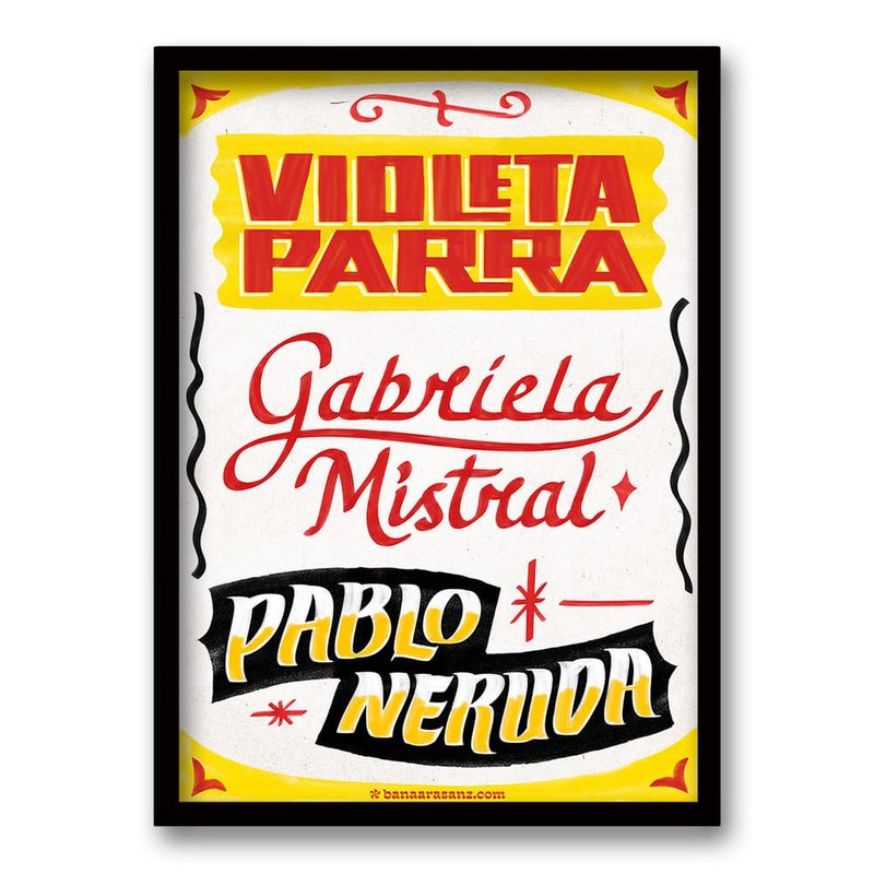 RETELA - Cuadro Poetas - Negro - 50x35 cm