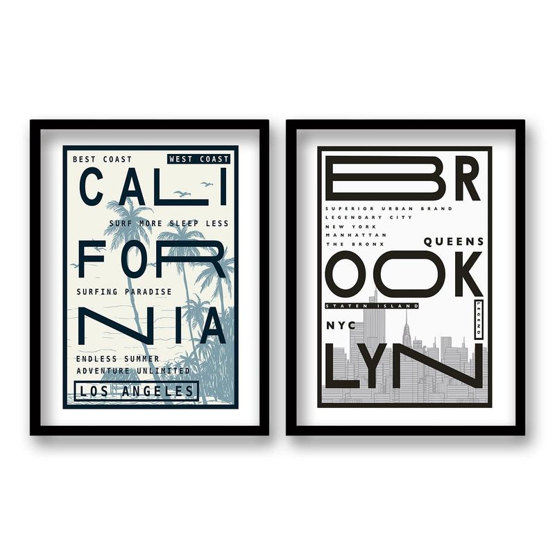 RETELA - Cuadro Duo Ciudades - Negro - 50x35 cm