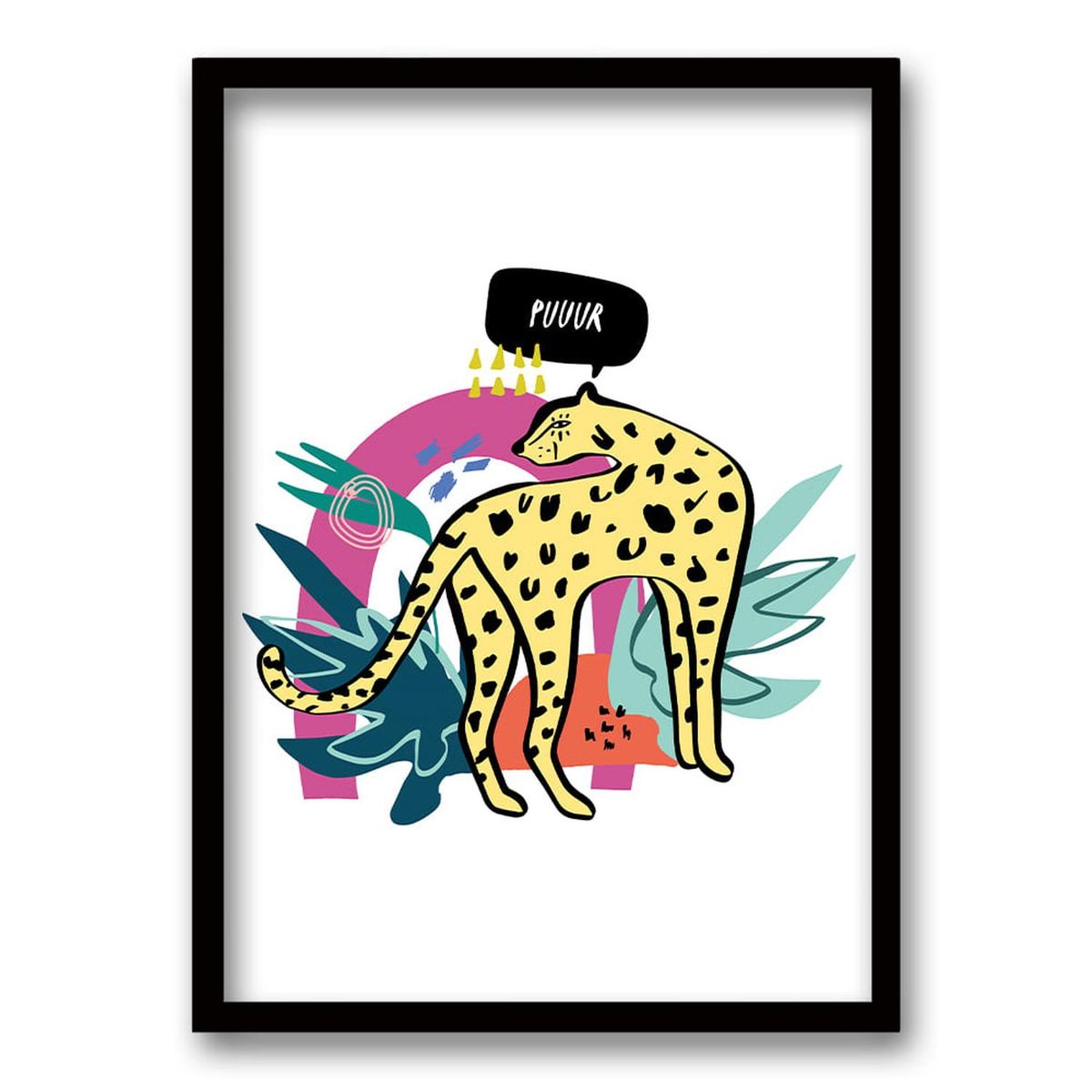 RETELA - Cuadro Tigre Flúor - Negro - 70x50 cm