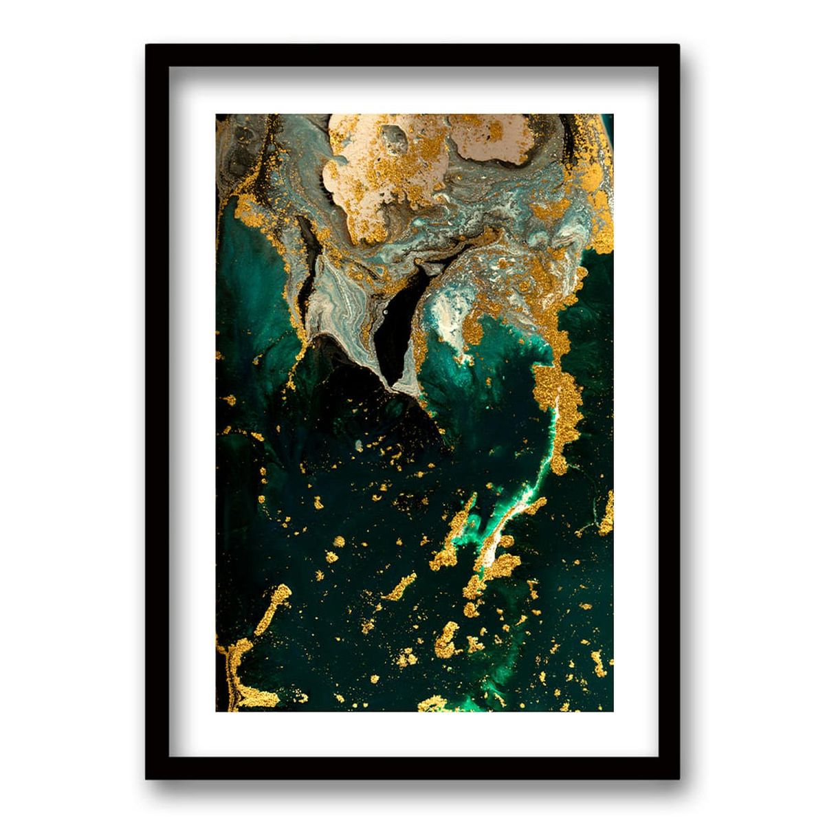 RETELA - Cuadro Marmol Verde II - Negro - 70x50 cm