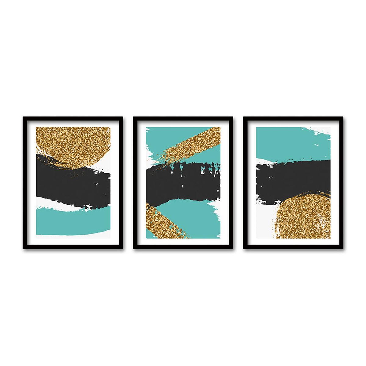 RETELA - Cuadro Trio Negro Gold - Negro - 70x50 cm