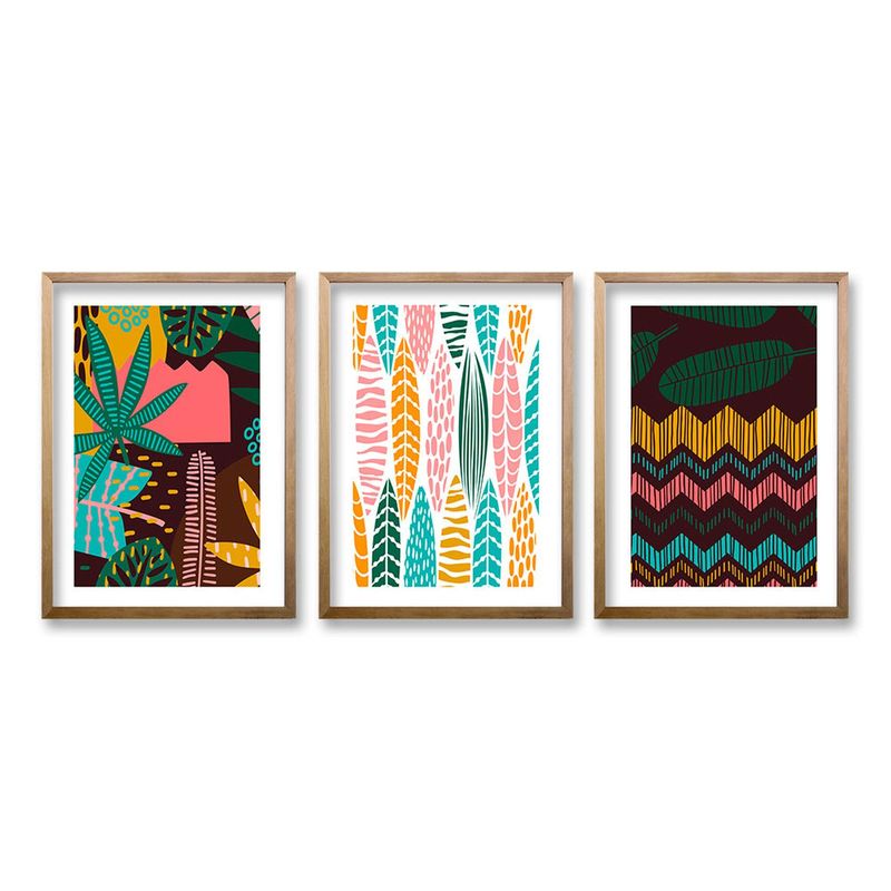 RETELA - Cuadro Trio Madera Summer Time - Cafe - 50x35 cm