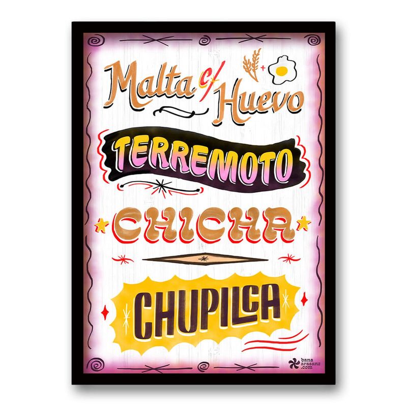 RETELA - Cuadro Tragos - Negro - 70x50 cm