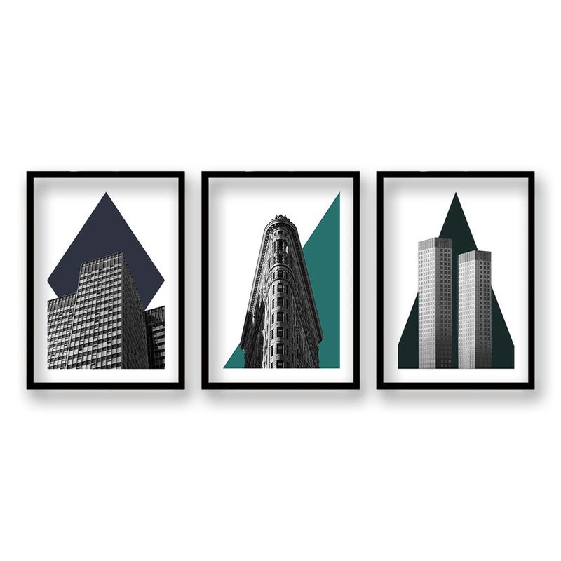 RETELA - Cuadro Trio Matices Urbanas - Negro - 50x35 cm
