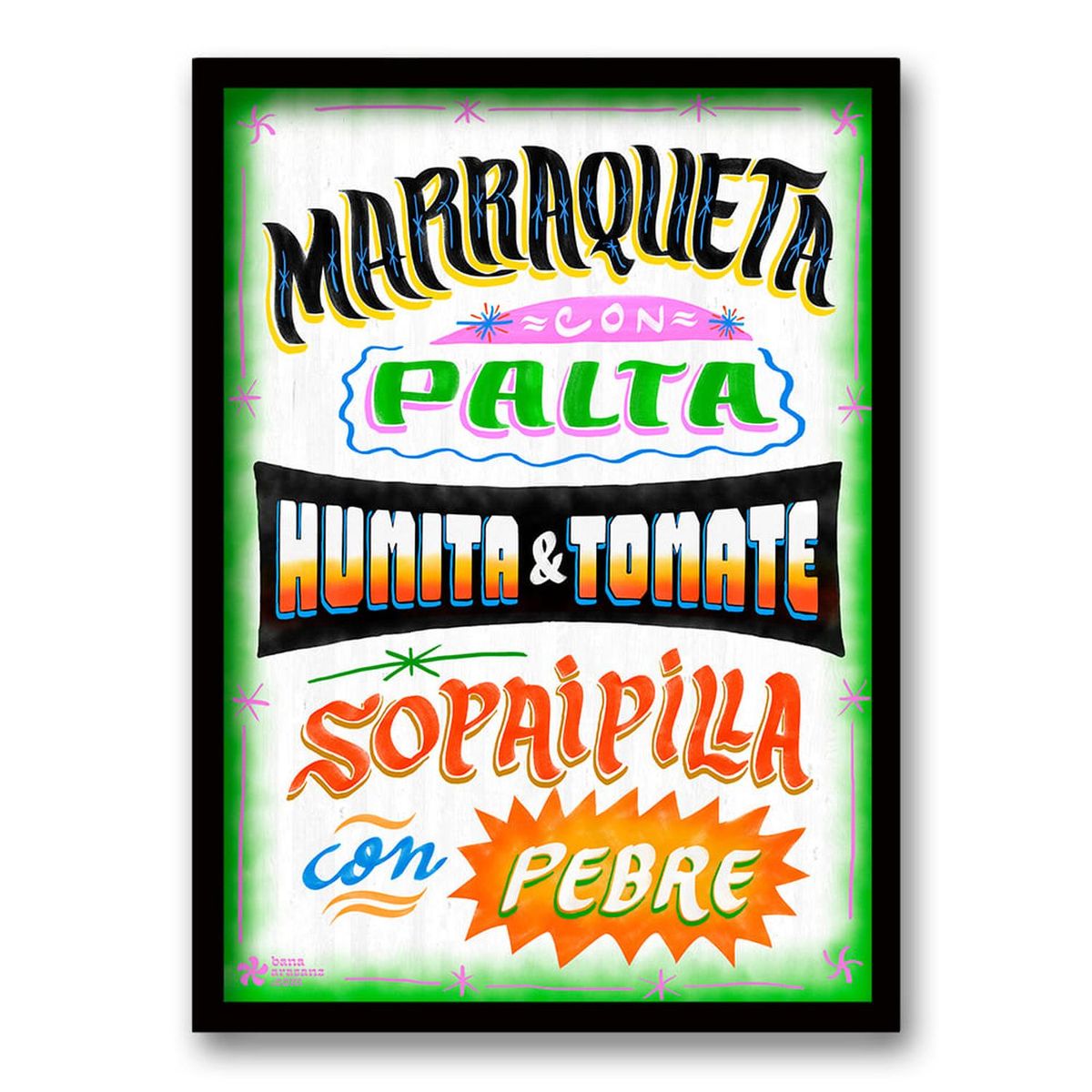 RETELA - Cuadro Comidas - Negro - 70x50 cm