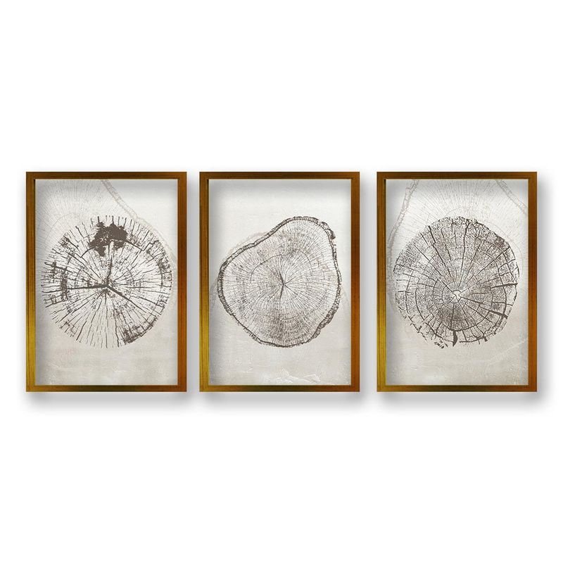 RETELA - Cuadro Trio Núcleo Arbóreo - Dorado - 70x50 cm